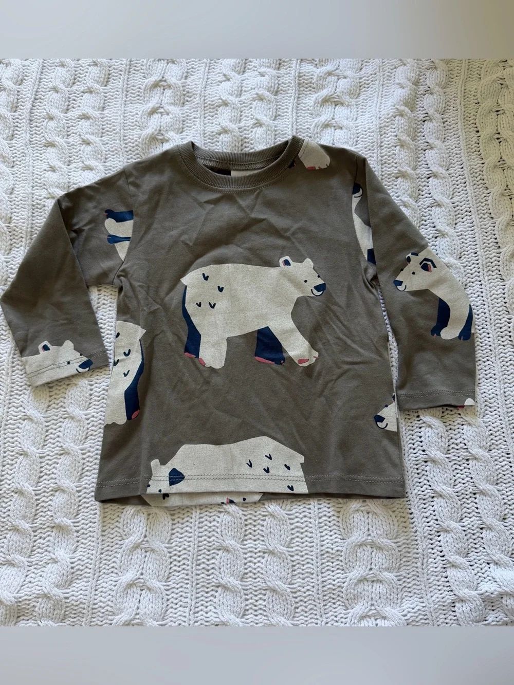 Zara- Kids Long-Sleeve Polar Bear Print Shirt - Gray